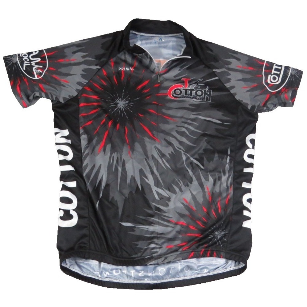 Primal Wear TX Cotton Cycling Team Jersey Mens Medium M Black Gray Full Zip Bike